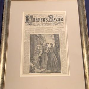 Vintage Harper’s Bazaar 1868 Issue in Gold Frame